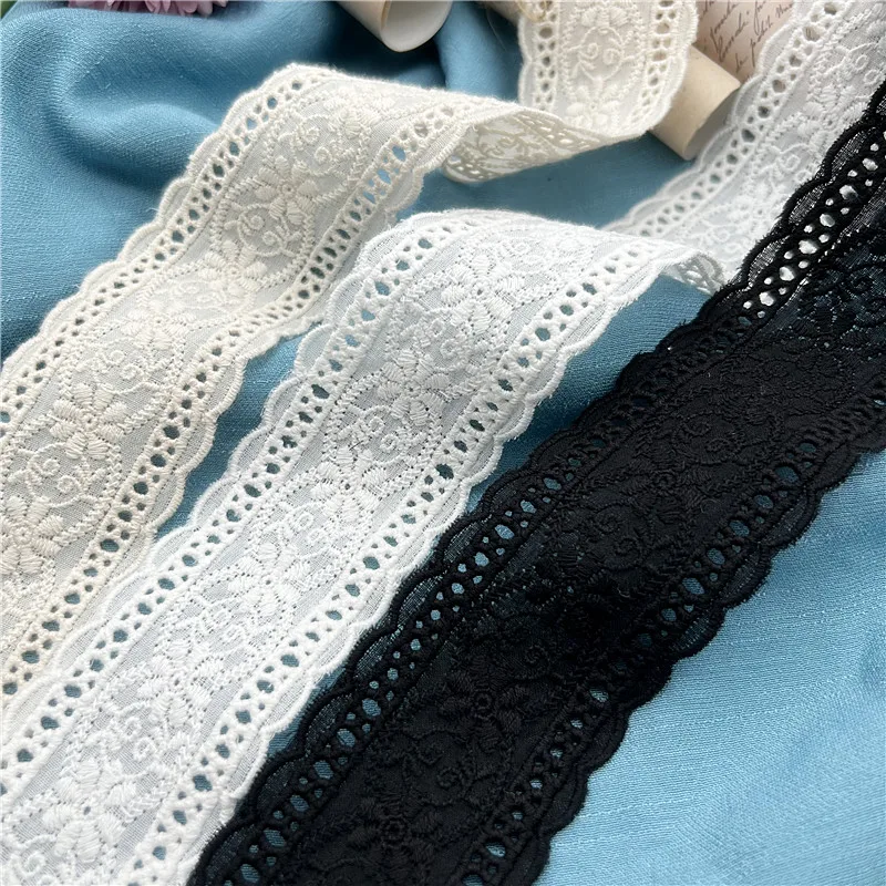 5Yard/Lot Breite 4,5 CM Baumwolle Bilateralen Bestickte Spitze Trim kinder Kleidung Kleid Kragen Dekorative Hause Stoff – Detail 1