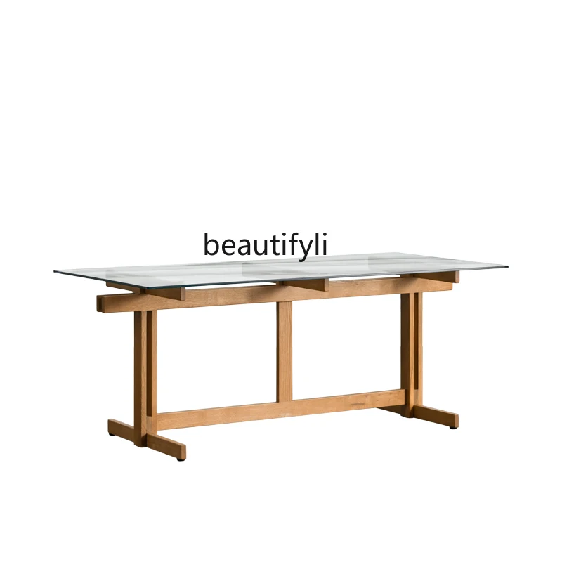 Modern Minimalist Desk Nordic Light Luxury Tempered Office Glass Table Italian Computer Desk Writing Desk