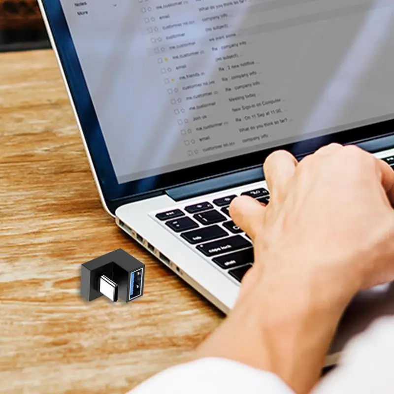 Adaptador de ángulo recto A90 grados, adaptador de curva lateral de 10Gbps hacia arriba, tipo C, extensor de teléfono macho a hembra