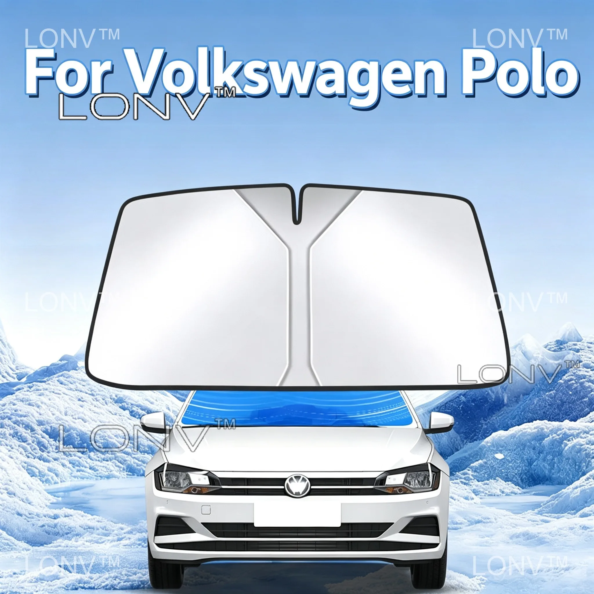 For Volkswagen Polo MK8 AW 2018‑present Car Sunshade Front Windshield Shade Cover Foldable Anti-UV Heat Insulation Accessories