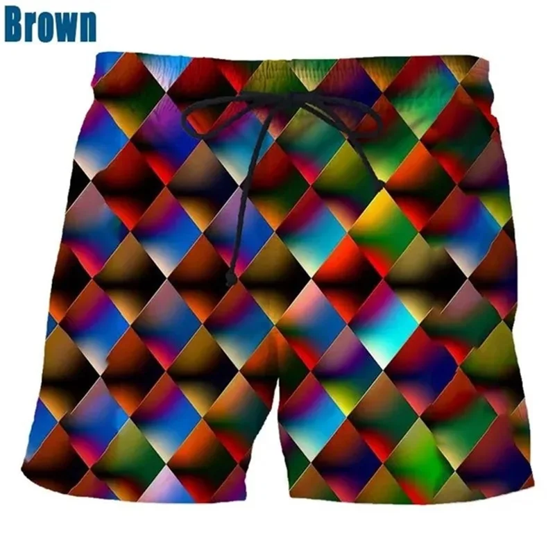 Color Ink Men\'s Swimming Shorts 3D Printed Splash Ink Drip Colorful Ice Shorts For Men Casual Quick Dry Trunks