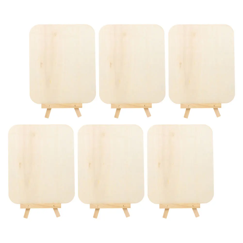 

6pcs Diy Drawing Boards For Kids Wooden Blank Graffiti Painting Board Craft Activity Set Natural Wood Coloring Board Art