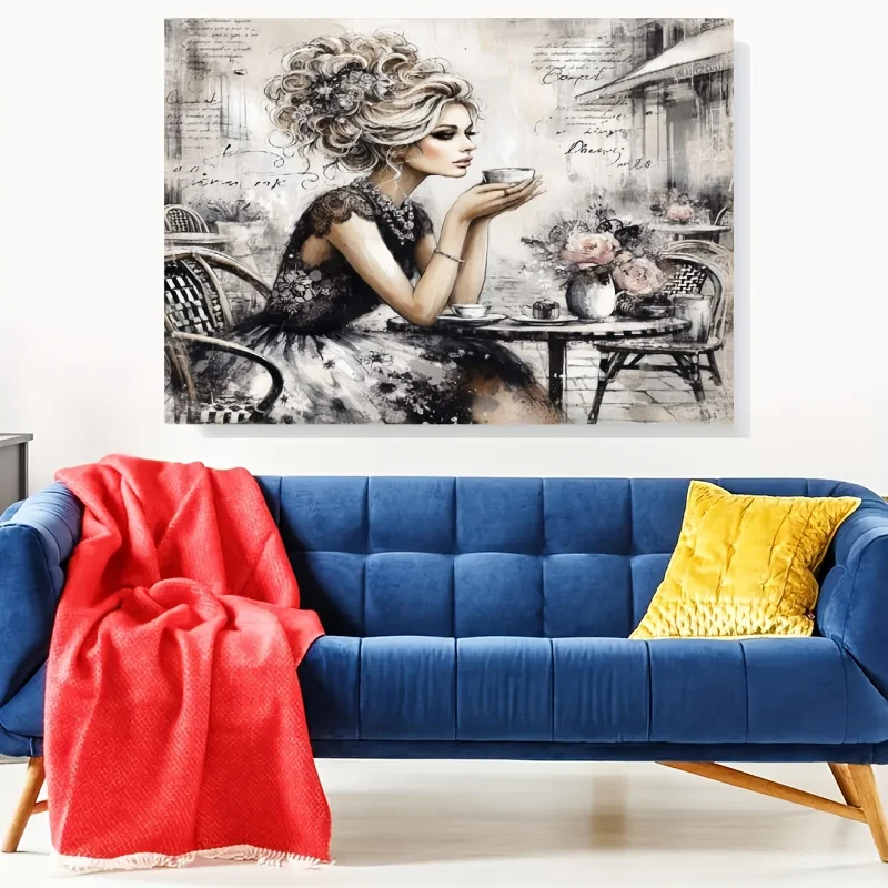 1000ピース ジグソーパズル - エレガントな女性と花柄のテーブルシーンを描いたヴィンテージティーパーティー、厚紙の難しいパズル（大人向け）