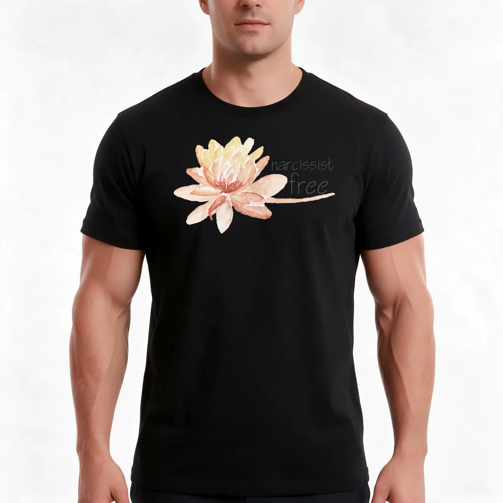 Narcissist Free watercolour flower empowering statement T-Shirt Summer Casual Cotton Tee Oversized Streetwear Tops