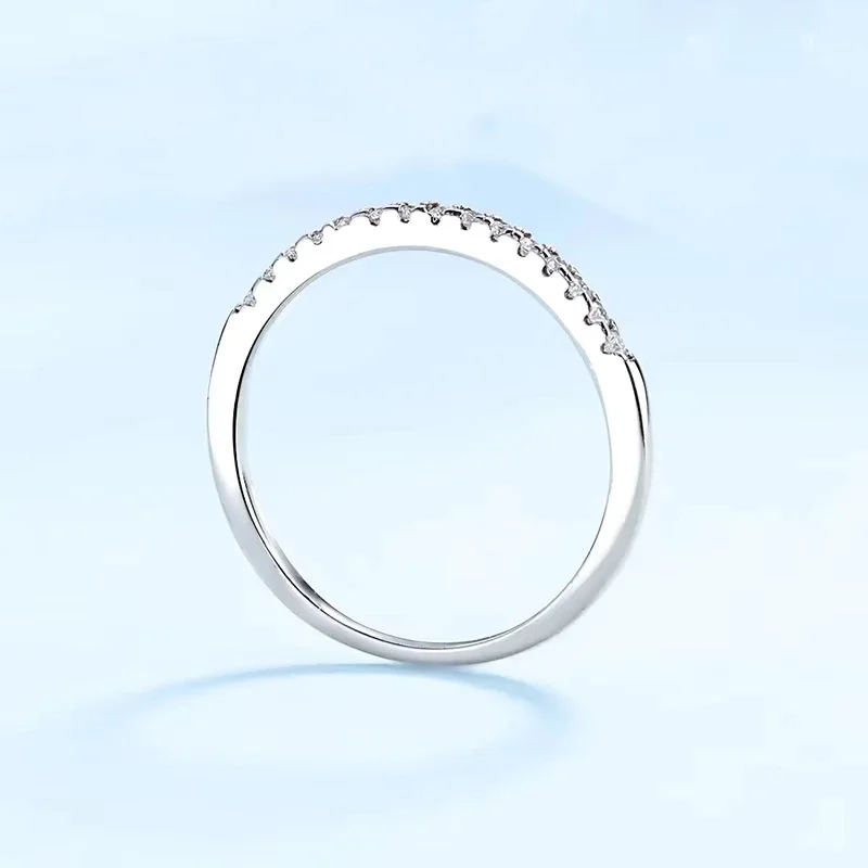 Women 18K White Gold Rings Girl Engagement 0.15CT Moissanite Diamond Daughter Birthday Gift PT950 Platinum Valentine's Day Party