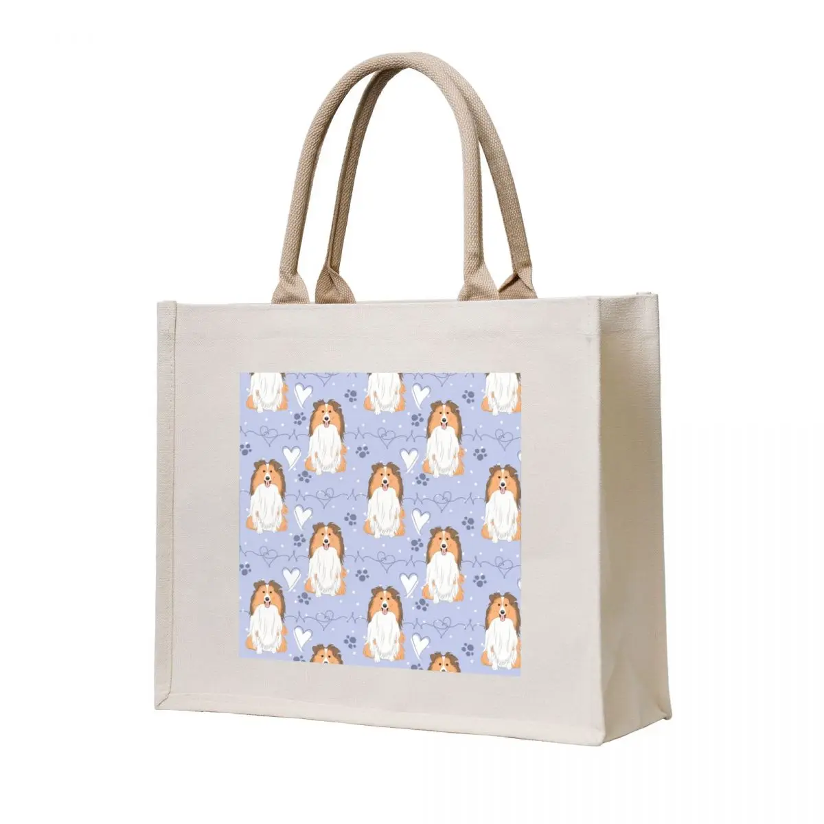

LOVE Sable Sheltie Dog Shetland Sheepdog Tote Bag personalized tote bag hand bags custom fabric bag Women bags