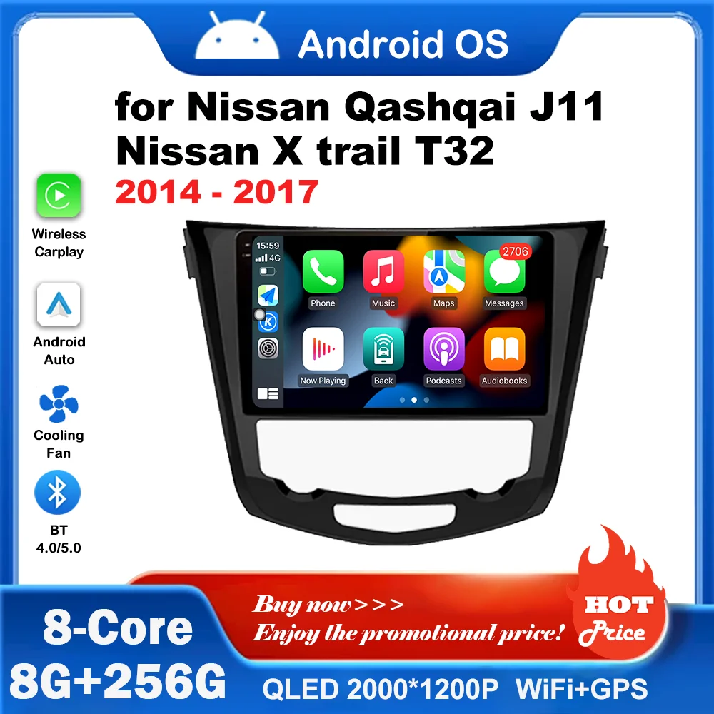 

10.1 inch Android Auto for Nissan Qashqai J11 Nissan X trail T32 2014 - 2017 Car Video Multimedia Player Split Screen GPS Navi