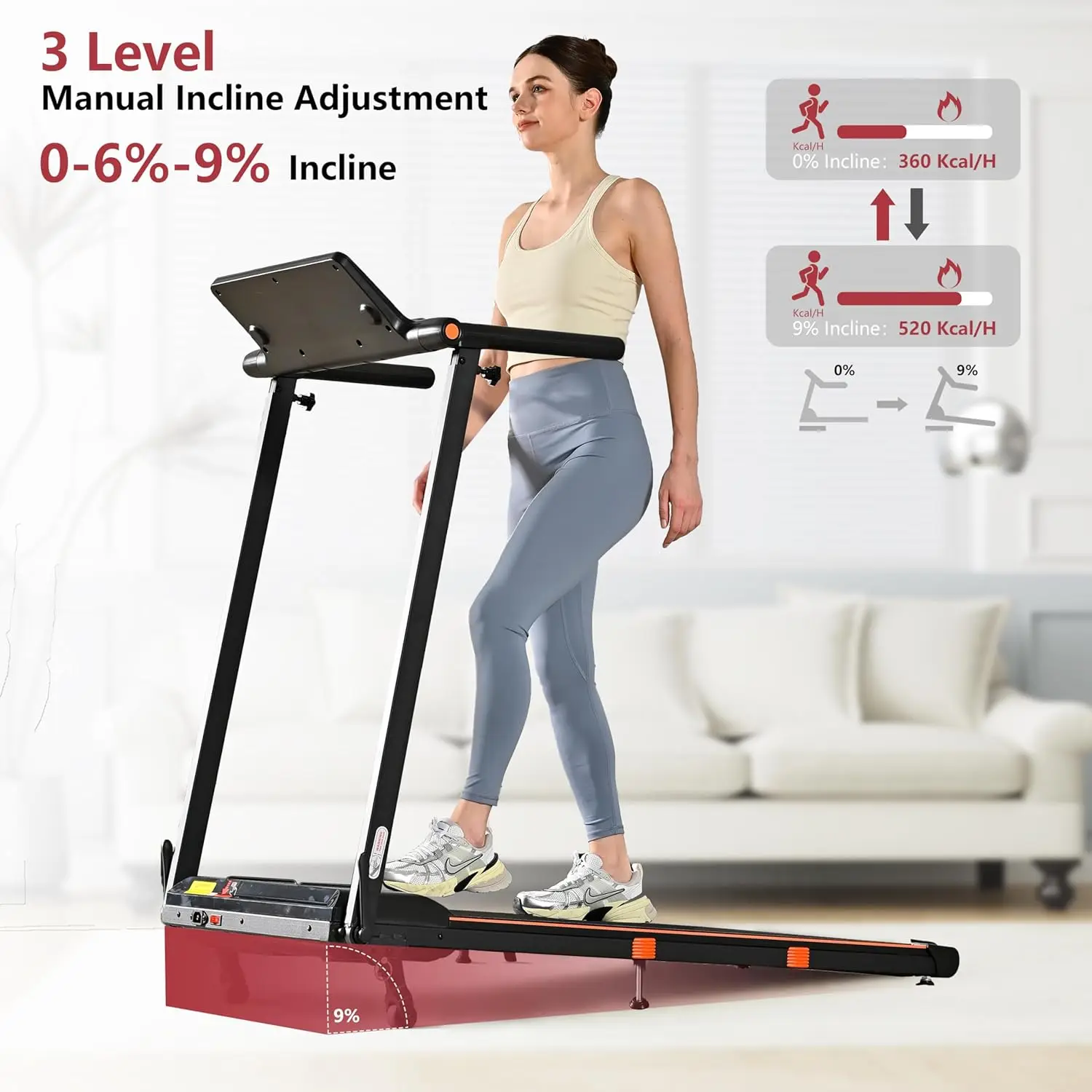 Under Desk Treadmill Walking Pad with Incline, 3-in-1 Foldable Compact Treadmill with Detachable Desk Workstation, 3.5HP Motor, for Home Small Office, Includes Wristband Remote Control