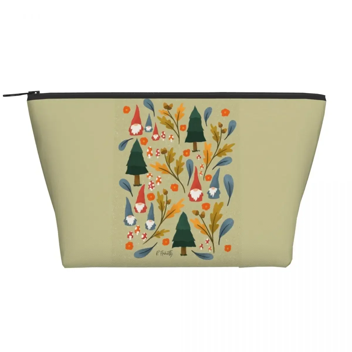 Woodland Gnomes On Green Makeup Bag for Women Cosmetic Bags Travel Toiletry Storage Pouch Organizer Dopp Kit Box