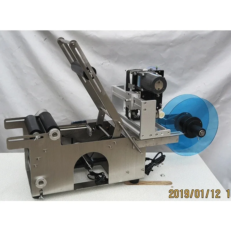Semi Automatic Coconut Milk Powder Flour Protein Powder Round Bottle Self Adhesive Label Sticking Machine with Ribbon Coding