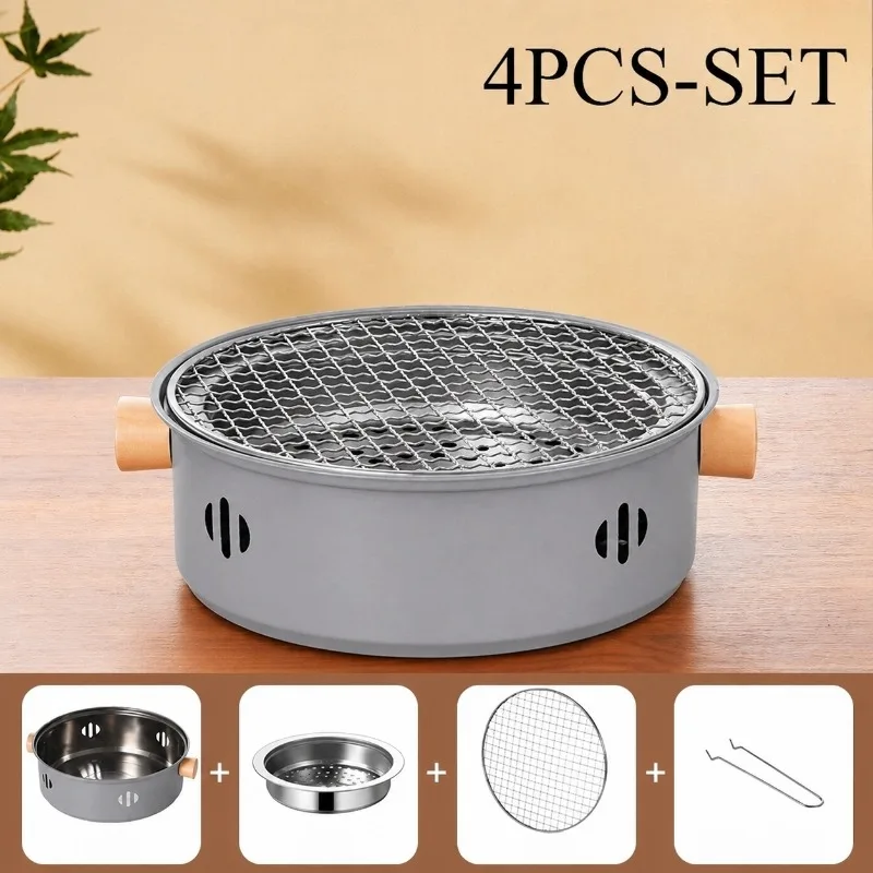 Portable Mini BBQ Grill Stainless Steel Charcoal Desktop Net Camping Picnic Kitchen Accessories Gadgets Tool Kit Sets Extras Pro
