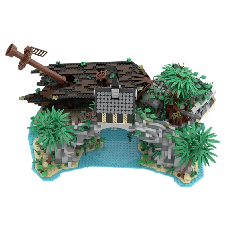 Modelo de isla nacional, bloques de construcción Moc, tecnología de playa pirata Dominica, bloques modulares, regalos, juguetes de Navidad, conjuntos DIY de montaje