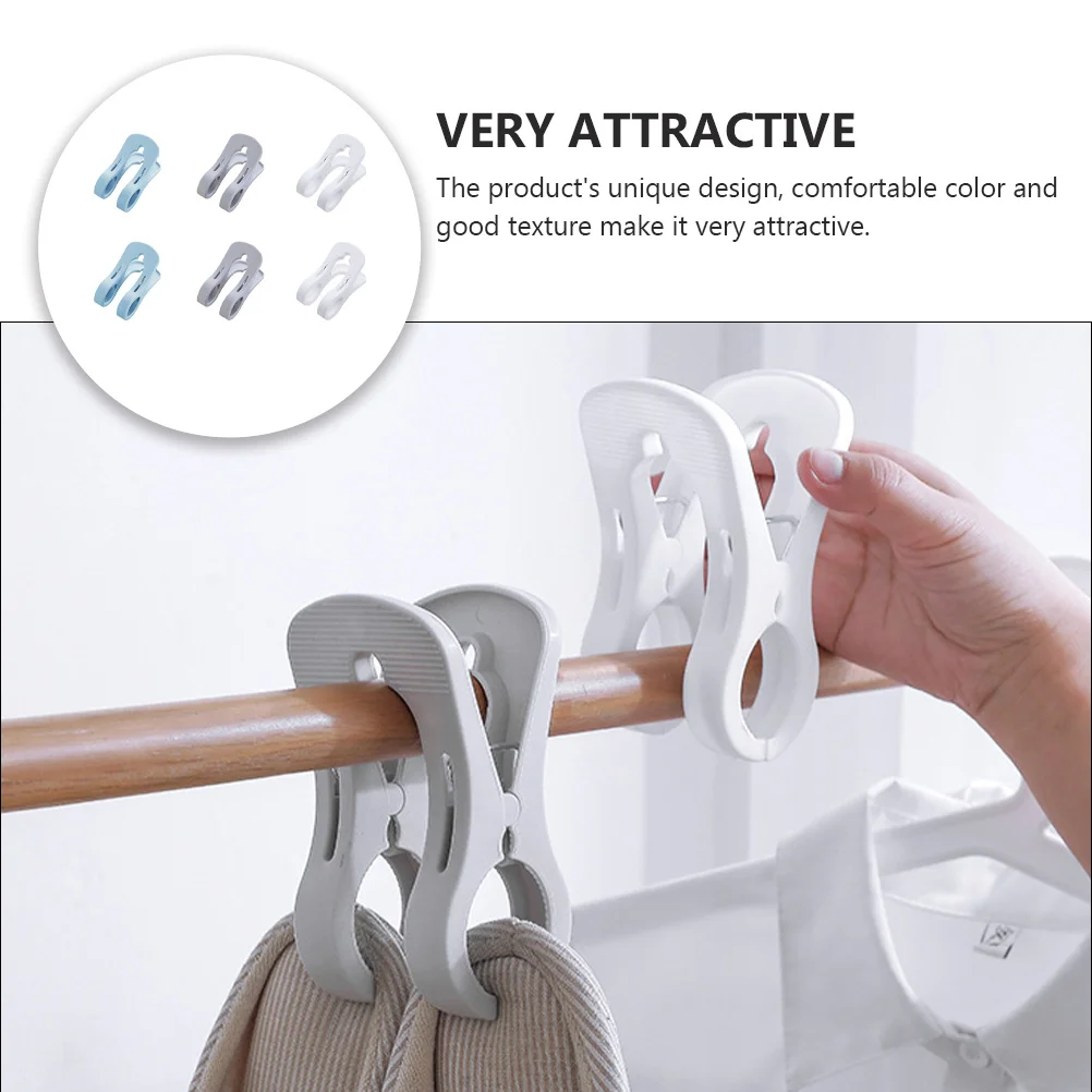 

6pcs Large Size Heavy Duty Plastic Clothes Clips Windproof Non-Slip Hanger Clips For Quilt Duvet Cover Home Office Laundry Use