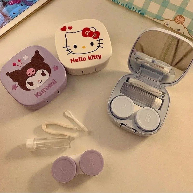 

Kuromi Contact Lens Case Hello Kitty Pupil Companion Case with Mirror Portable Storage Couple's Travel Contact Lens Case Gift