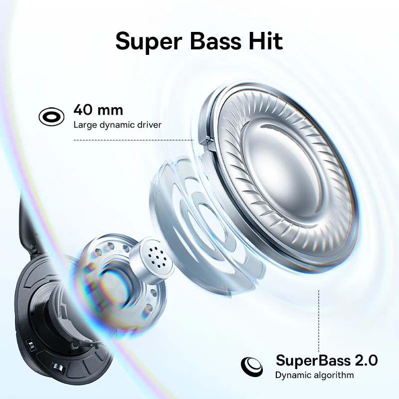 Baseus ANC Wireless Headphones 80H Over Ear Earphones 95% Noise Cancelling Headsets Headphone Bluetooth 6.0 BH1 NC LITE
