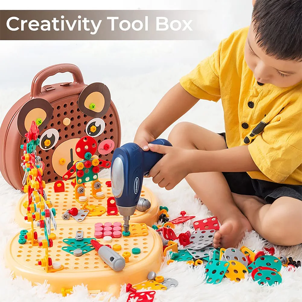 203 Piece Creative Mosaic Puzzle  Montessori Play Toolbox Trendy Bits Screw STEM  STEM Learning Educational  for Kids