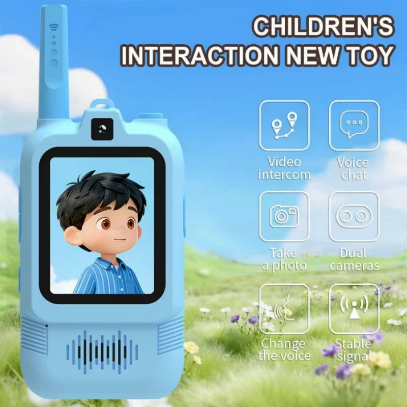 1set children's walkie-talkie video interphone outdoor wireless mini parent-child toy dual lens camera taking photos