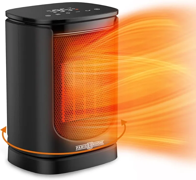 

Space Heater1500W Small Space Heater with Thermostat, 70° Oscillating Ceramic Heaters with 3 Modes,12H Timer, 24H Auto-Off