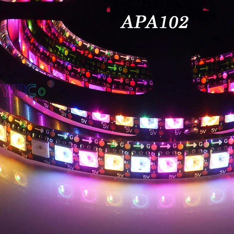 DC5V APA102 DATA and CLOCK seperately Smart led pixel strip;1m/3m/5m;30/60/144 leds/pixels/m;IP30/IP65/IP67