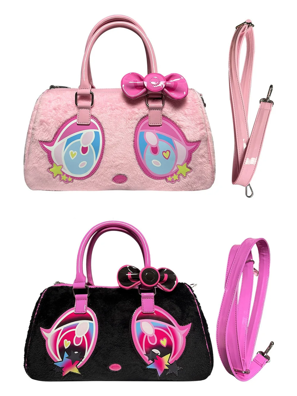 2025 جديد وصول الكرتون سعة كبيرة حقائب بيد حقائب اليد النسائية الفتيات أنيمي الكرتون أسود وردي اثنين كولو حمل حقيبة #2