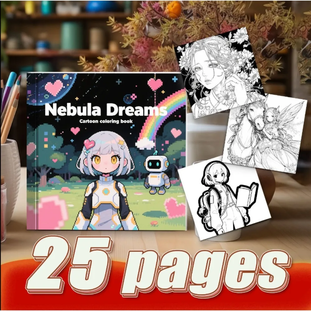 Two Dimensional Girl Coloring Book DIY Hand Account Material Cute Patterns Teenager Healing Anti Bleeding Smooth Paper