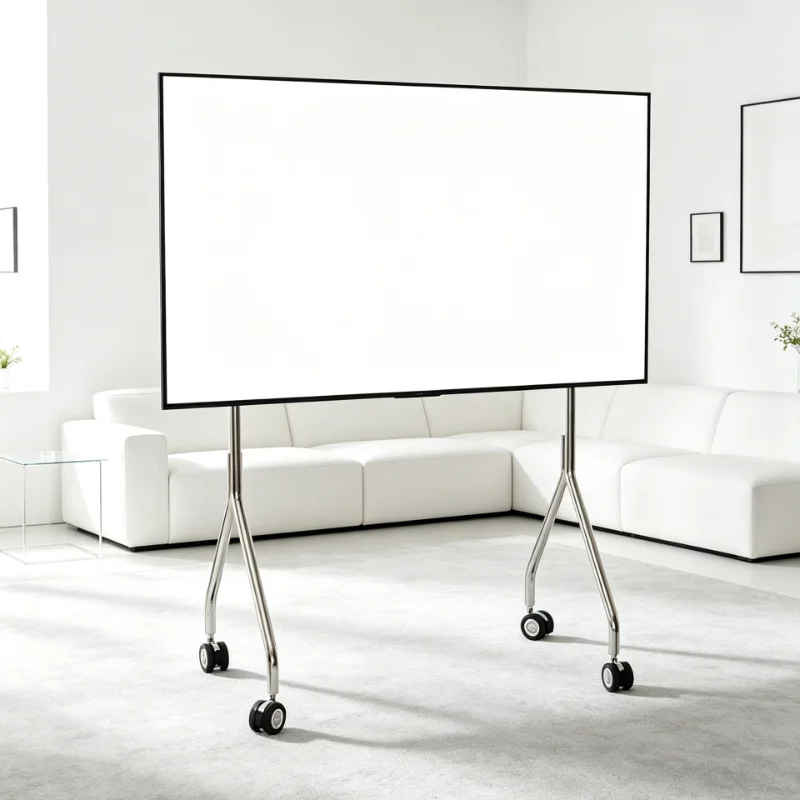 Thickened Stainless Steel TV Trolley 90x52x120cm Easy Move Rust-Free for 32-75 Inch TVs Nordic Elegance - Heavy Duty & Rust-Free