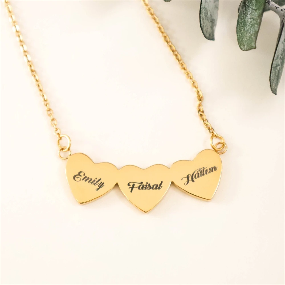 

Personalisiert Heart Necklace Stainless Steel Family Relationship Jewelry Custom Multiple Name Necklace For Women Girls