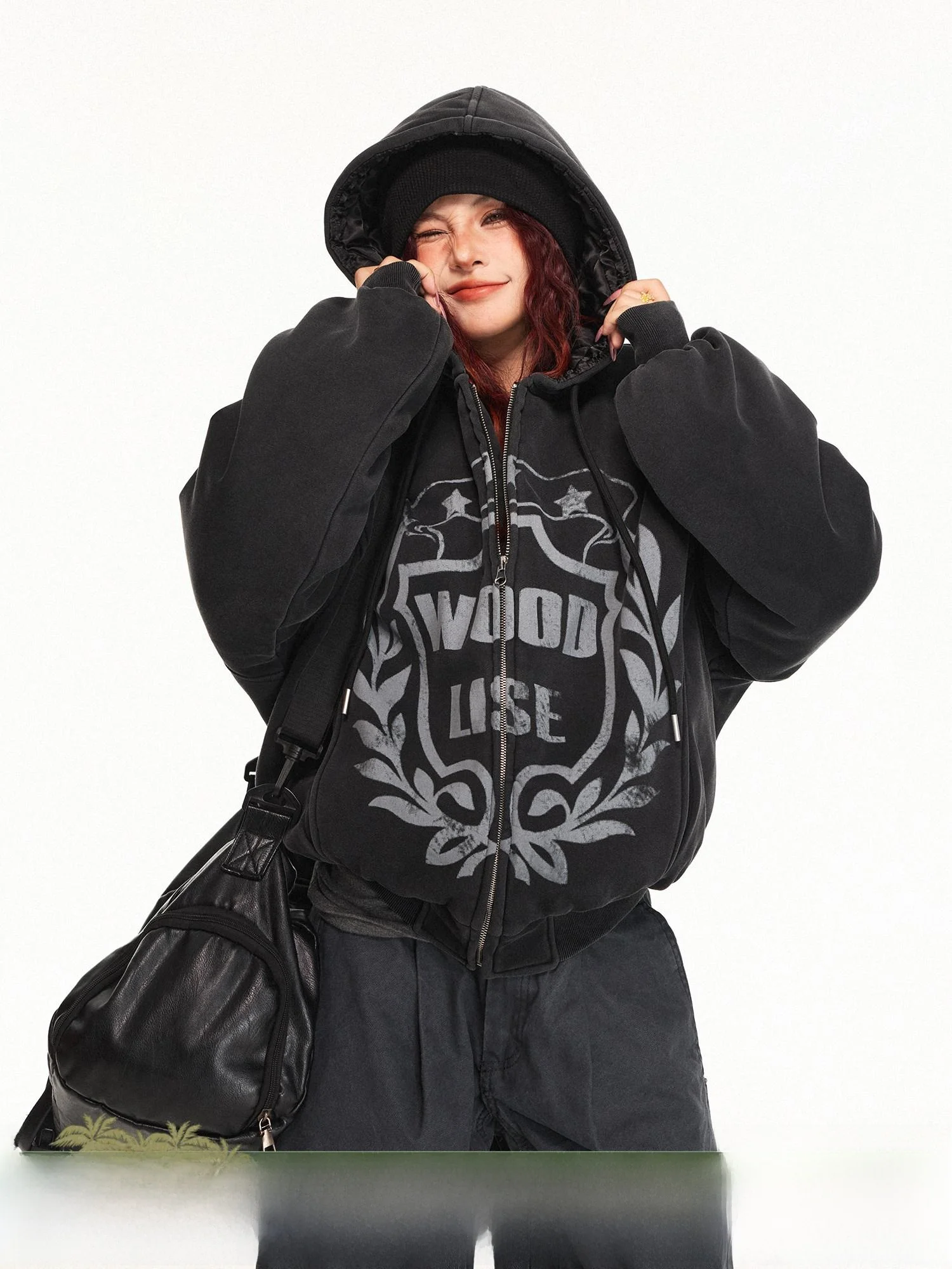 

Мужская зимняя теплая свободная хлопковая толстовка Damon Island в американском ретро-стиле с принтом Bae, модная уличная одежда