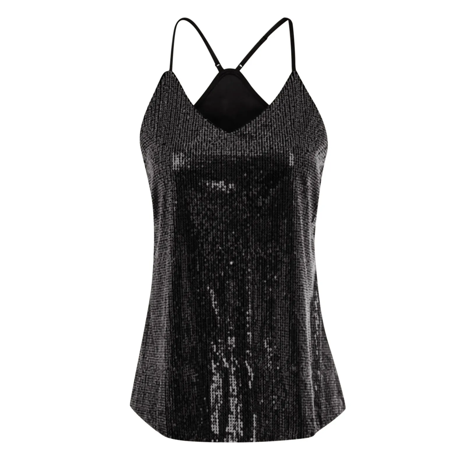 2024 Women\'s New Summer Fashion Vest Tops Shiny Sequins Camisole Tank Tops Sleeveless Sexy Mardi Gras Party Nightclub Outfit