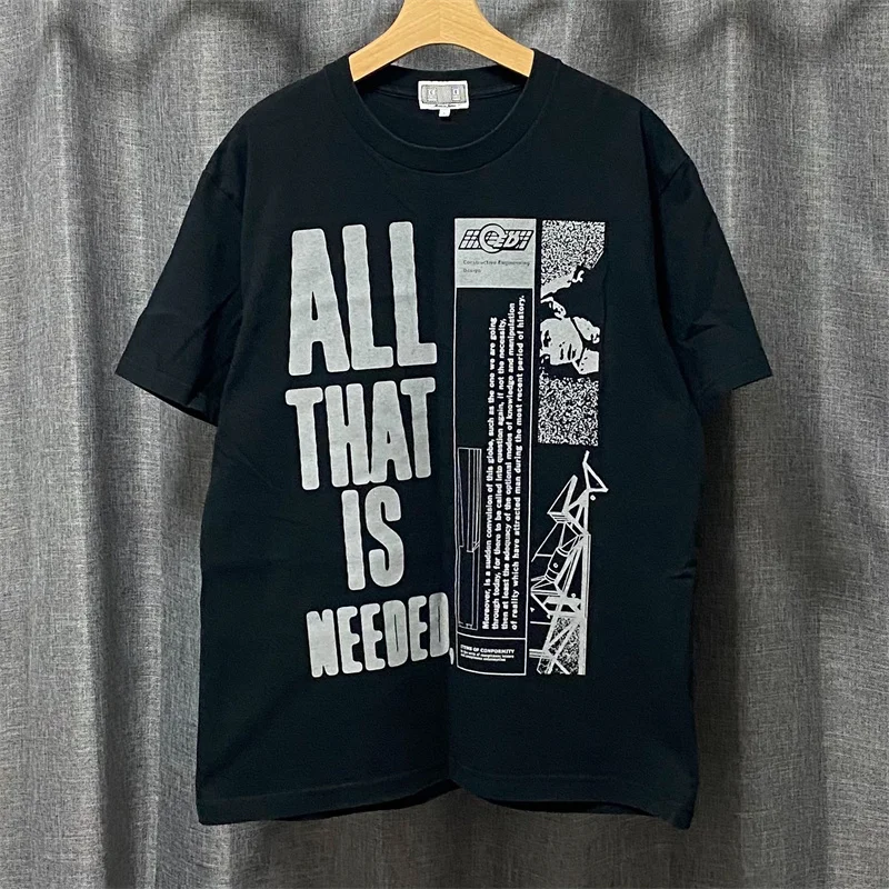 

Black Cavempt T shirt with Letter Pattern Printed Men's Women's Casual Loose Cotton Shortsleeved T-shirt C.E Top