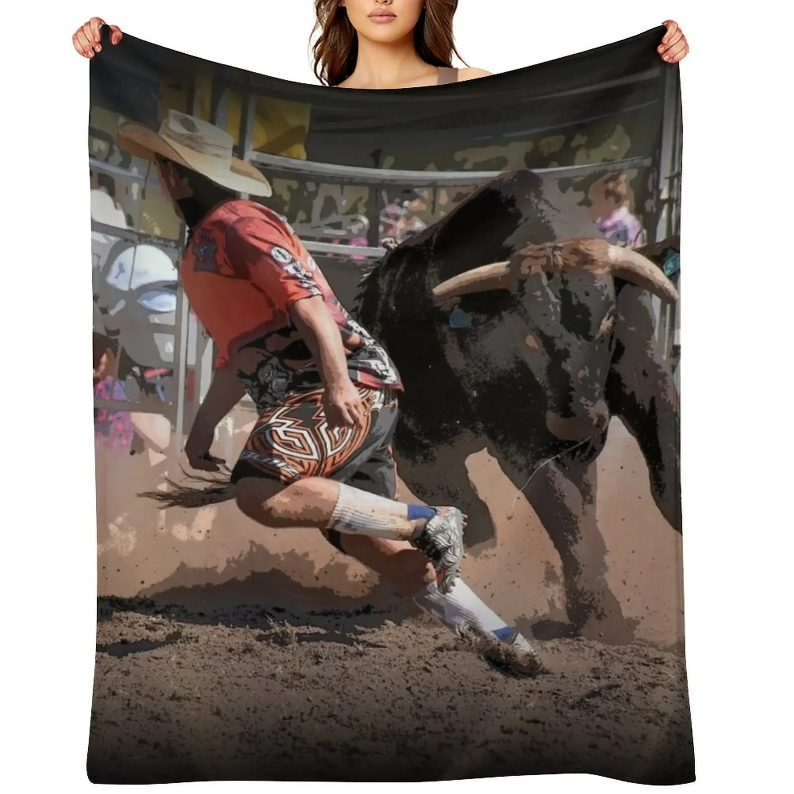 Manta de Rodeo con diseño de payasos de rodeo, luchadores de toros, bonita manta de cuadros cálida para el invierno