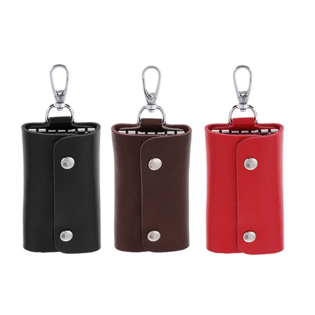 Colorful Key Chain Leather Key Holder Organizer Multi Hook Keyring Pouch Fold Bag for Home Office Travel