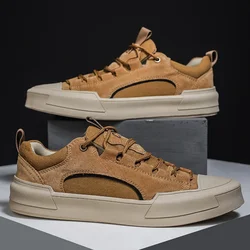 Men Sneakers Genuine Leather Mesh Breathable Hiking Shoes Summer Thick Bottom Non-slip Hiking Shoe for Men High Quality Men Shoe