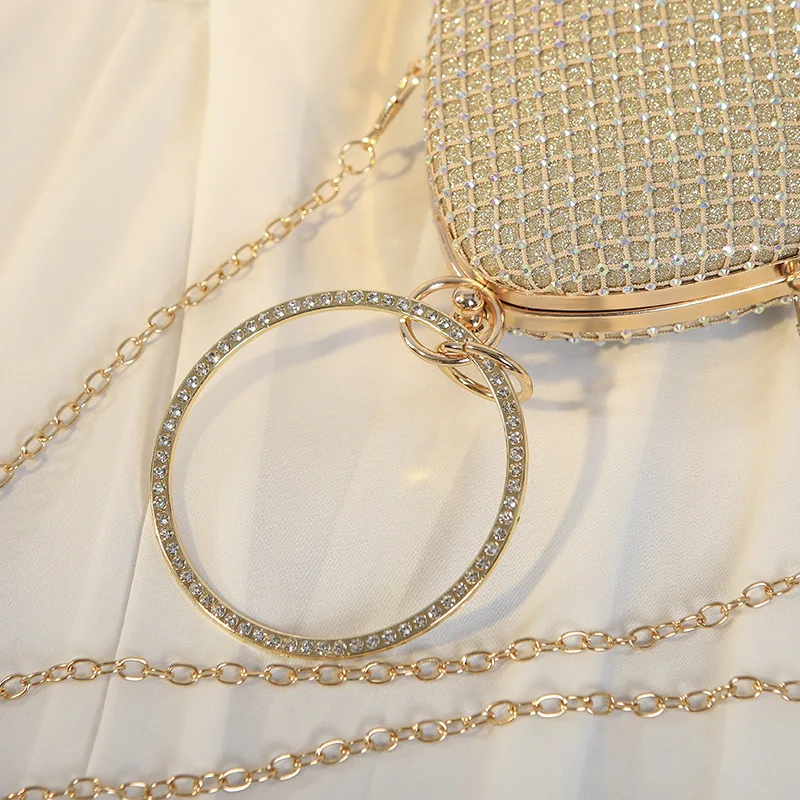 Fashion Women Clutch Bag Handbag with Pearl Rhinestone Gold Luxury Chain Shoulder Bag Party Birthday Wedding Shoulder Bags Purse