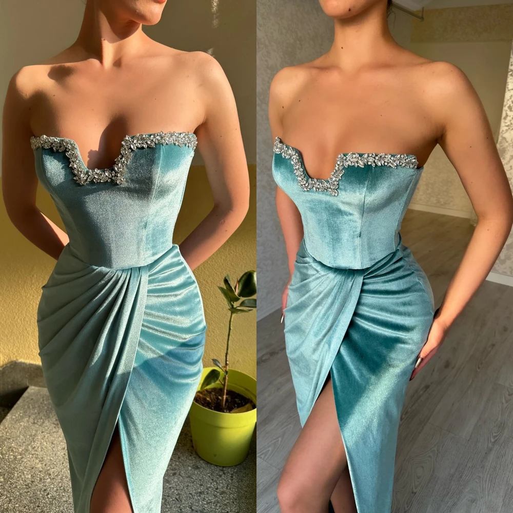 

Customized High Quality Elegant Strapless Mermaid Beading S Formal Occasion Gown vestidos longos para eventos especiais