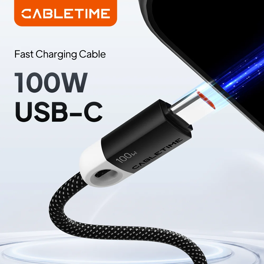 CABLETIME USB C Cable 100W Fast Charging Cable USB C Date Cord 100W for iPad MacBook Pro Xiaomi Samsung Huawei iphone 17 16 15