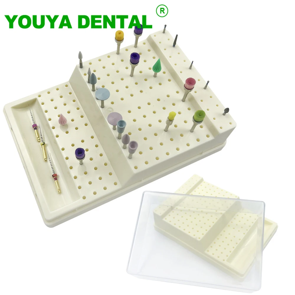 168 Holes Plastic Dental Burs Box Drill Diamond Stand Block Sterilization Placement Case Holder Dentistry Laboratory Instruments