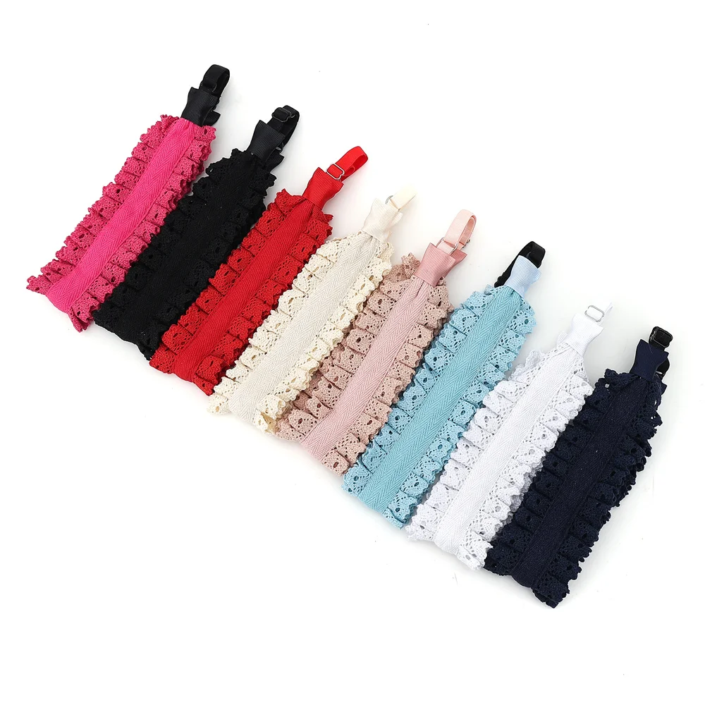 Lace Trim Pleated Hairband Lace bow Knot Hair Clip Elastic Hairband Women\'s Stylish Hair Accessories