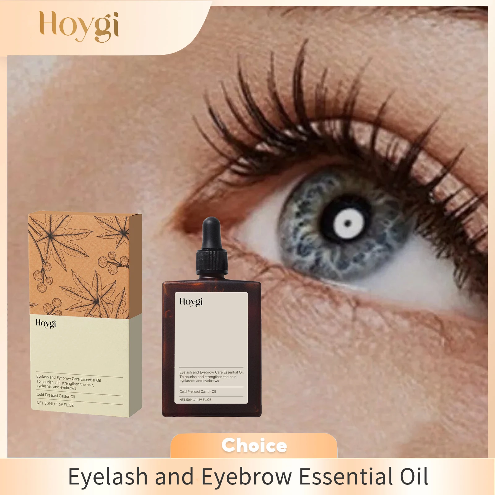 Olio essenziale per ciglia e sopracciglia Nutriente Rafforzare le ciglia Sopracciglia Migliora la lunghezza Curling Olio di ricino pressato a freddo 50ml