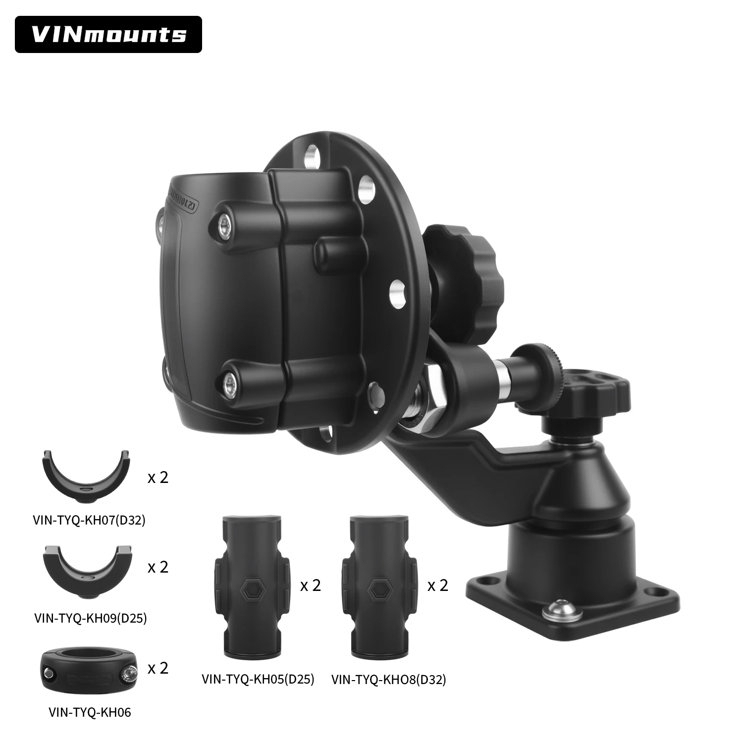 VINmounts Compatible with Poles of 32mm Diameter, Cross-Arm Round Clamp, 360-Degree Buckle Adjustment, Deep-Sea Aluminum Alloy B