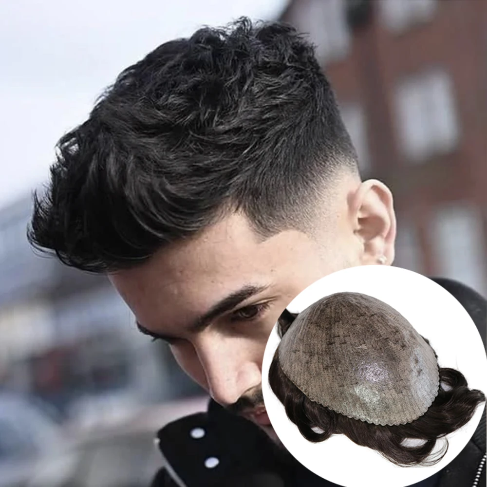 Perruque de Cheveux Humains pour Homme, Toupet en Micropeau, Super Durable, Capillaire Complet en PU, Qualité Supérieure, Nouveau Style, Vente