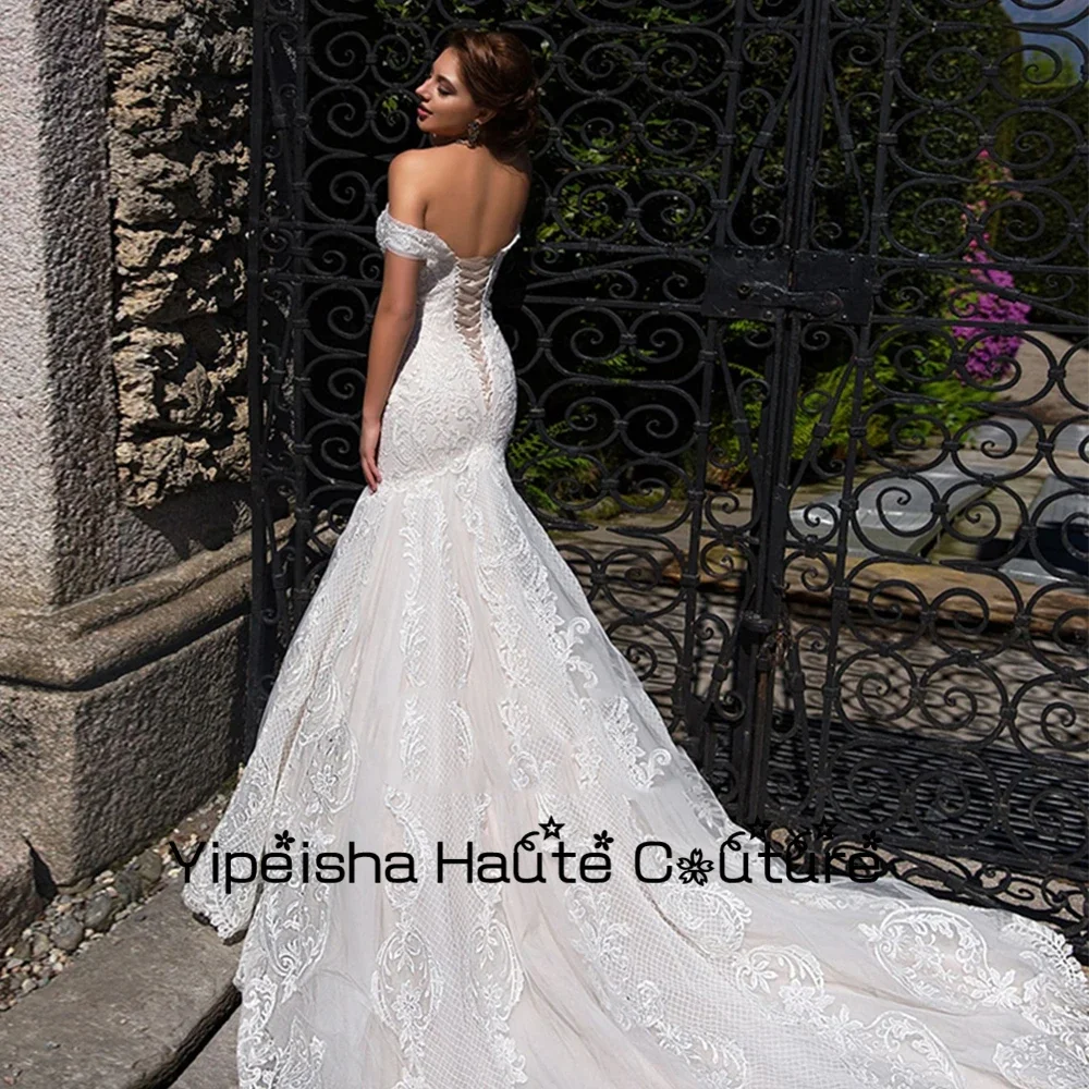 Yipeisha Mermaid New Ivory Wedding Dresses Sweetheart Romantic Lace Bridal Gowns Off Shoulder Boho Women Dress Robe De Mariée