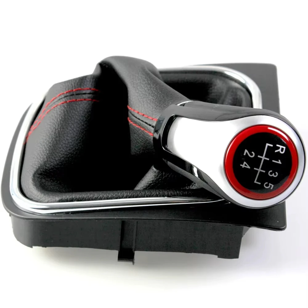 5/6 Speed Gear Shift Knob With Leather Gaiter Boot Cover For VW Golf 5 6 R32 GTI GTD MK5 2004-2009 MK6 2010-2014 Jetta Scirocco