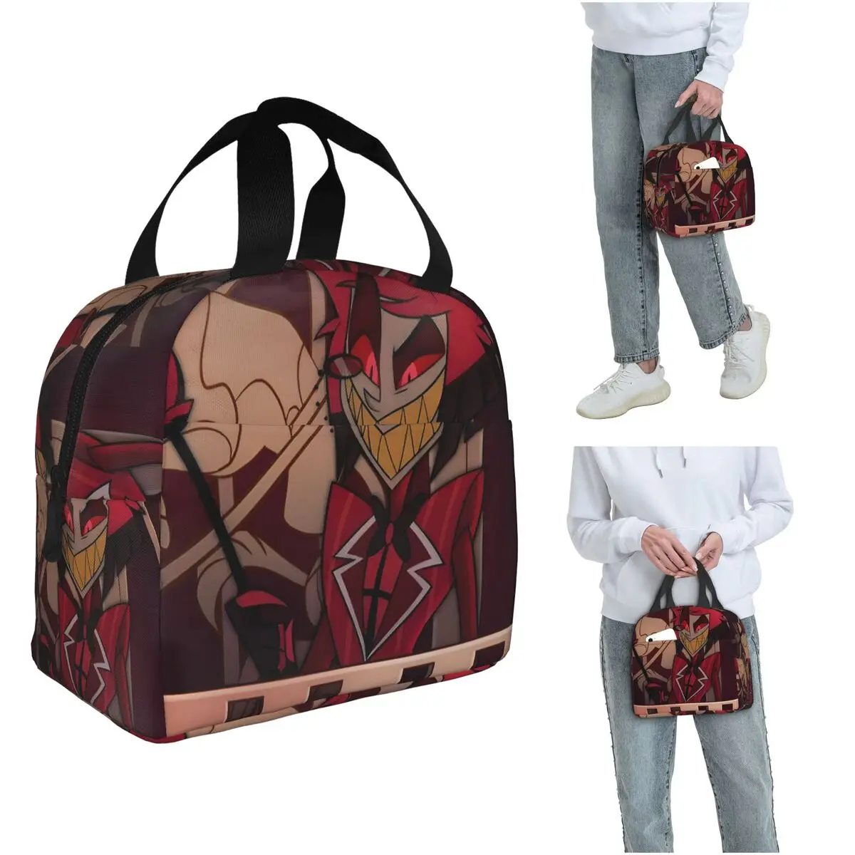 Modern Hazbin Alastor Buddy Cartoon Anime Insulated Lunch Bag for Women Children Portable Food Boxes Thermal Lunch Box Tote