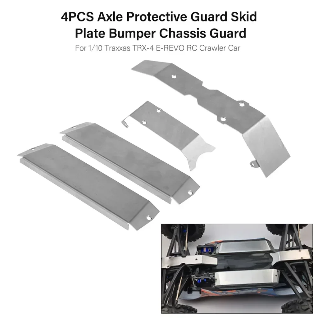 

4PCS Upgrade Axle Protective Guard Skid Plate Bumper Chassis Guard for 1/10 Trxs TRX-4 E-REVO RC Crawler Car Parts