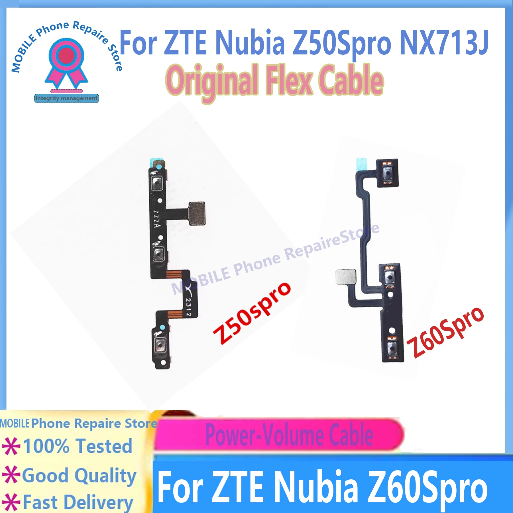For ZTE Nubia Z50S Pro NX713J Z60S Pro Power Volume Side Buttons Flex Cable OEM Replacement