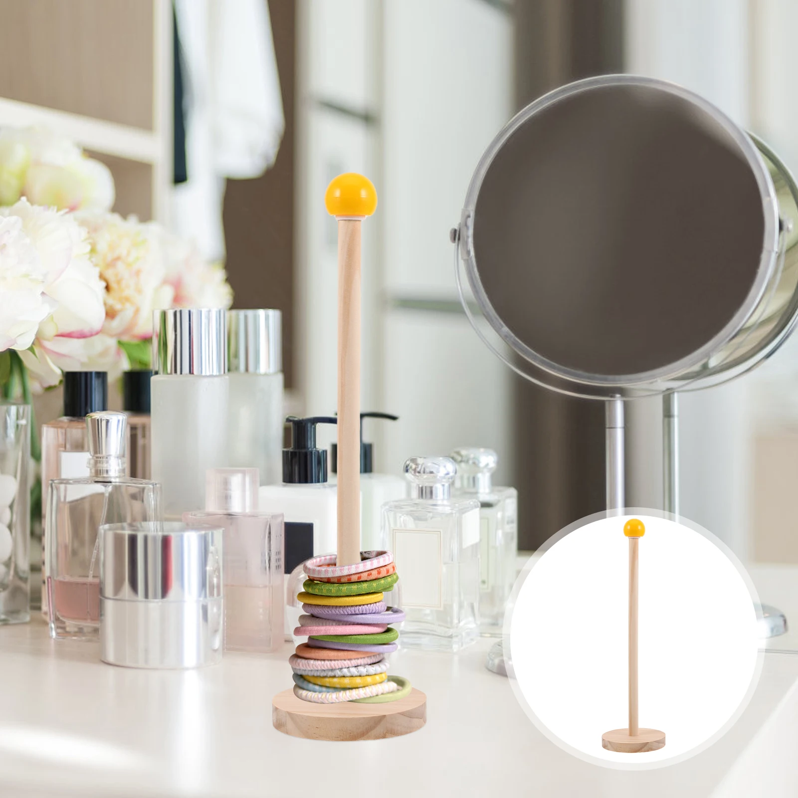 

Wood Scrunchies Holder Stand Hair Accessories Organizer Rack For Hair Ties Rubber Bands Display Stand Kids Teen Girls Women