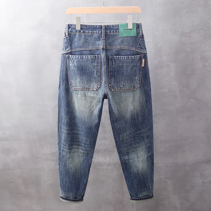 

Весенне-осенние новые элитные мужские джинсы в стиле ретро, японские уличные модные модные свободные брюки-харун