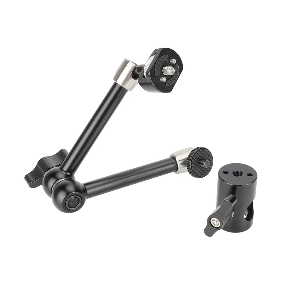 KIMRIG Upgraded 11inch Magic Articulating Arm With 1/4'' Male Threads & Light Stand Head Adapter Locating Pins For Monitor/Light