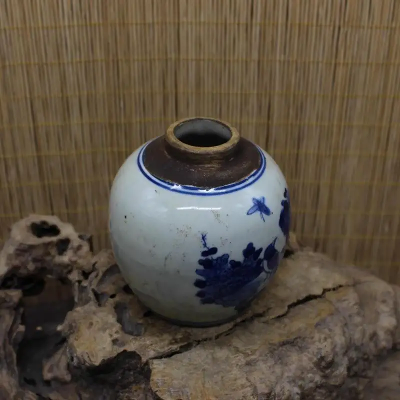 Chinese Blue and White Porcelain Jar Ming Jiaqing Bird and Peony Design Pot 4.2